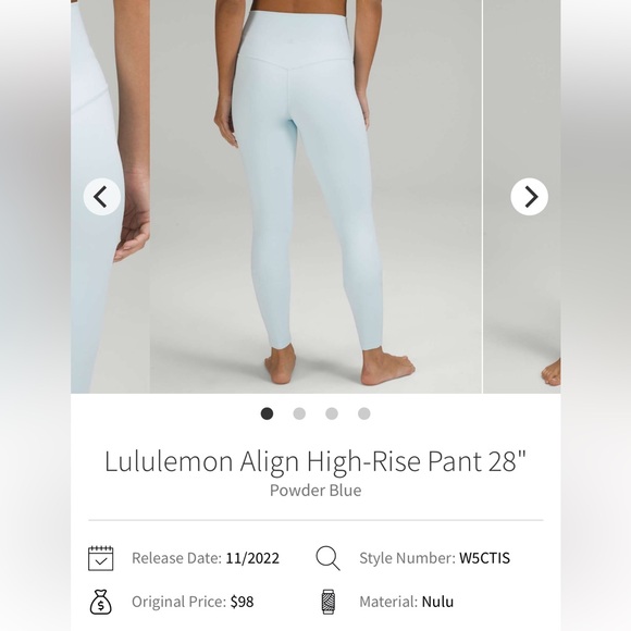 Lululemon Align High-Rise Pant 28" Powder Blue - Picture 2 of 8